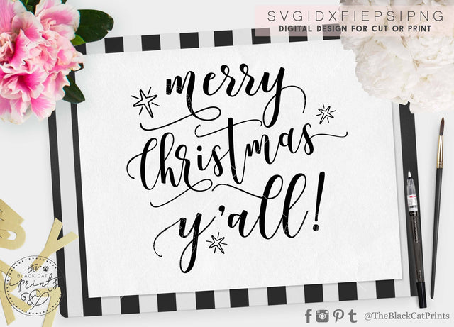 Merry Christmas Yall! cut file SVG TheBlackCatPrints 