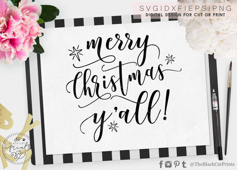 Merry Christmas Yall! cut file SVG TheBlackCatPrints 