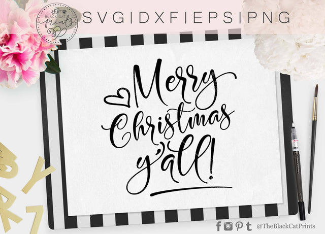 Merry Christmas Yall cut file SVG TheBlackCatPrints 