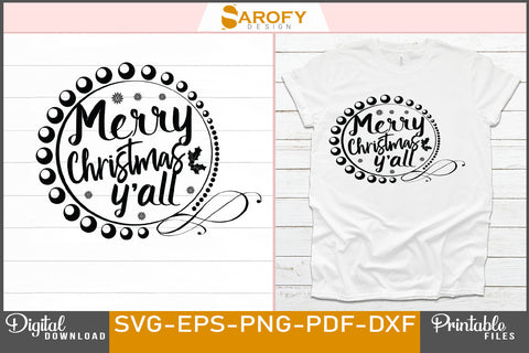 Merry Christmas Y'All Design SVG PNG Files SVG Sarofydesign 