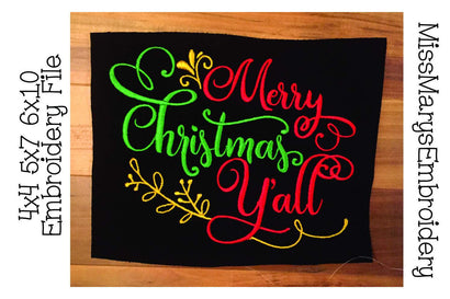 Merry Christmas Y'all Embroidery Embroidery/Applique MissMarysEmbroidery 