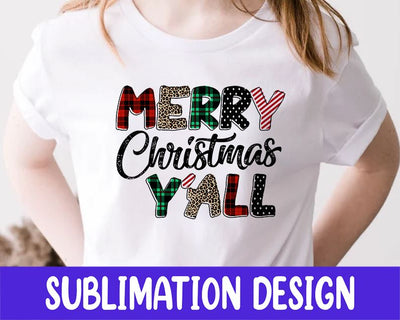 Merry Christmas Y'all Leopard Buffalo Plaid Png, Christmas Sublimation Designs Downloads Sublimation iStyleDesign 