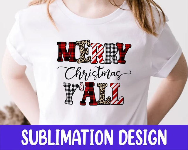 Merry Christmas Y'all Leopard Buffalo Plaid Png, Christmas Sublimation Designs Downloads Sublimation iStyleDesign 