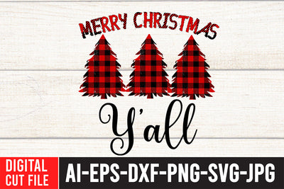 Merry Christmas Y'all Sublimation Design Sublimation BlackCatsMedia 