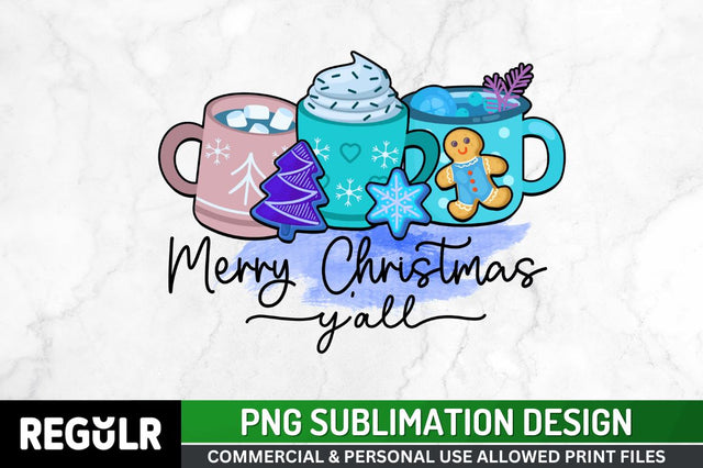 Merry christmas y'all Sublimation PNG, Coffee & Christmas Cheer Sublimation Design Sublimation Regulrcrative 