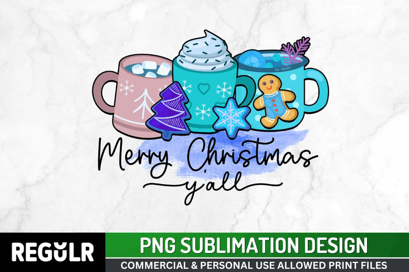 Merry christmas y'all Sublimation PNG, Coffee & Christmas Cheer Sublimation Design Sublimation Regulrcrative 
