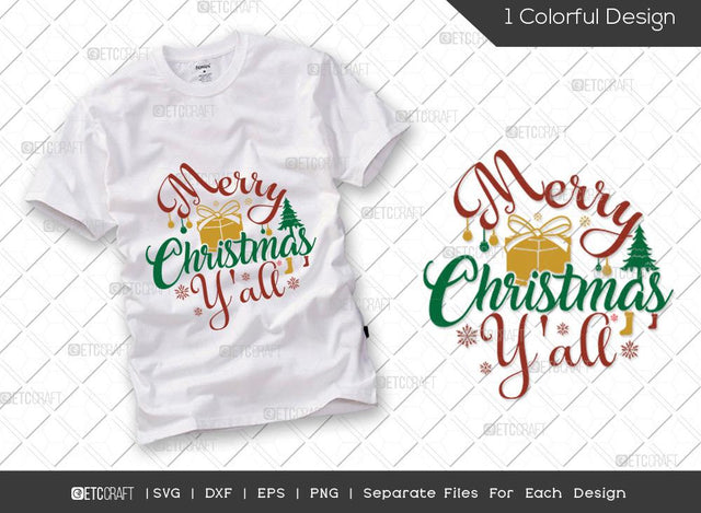 Merry Christmas Yall SVG Cut File | Winter Svg | Happy Christmas Svg | Santa Svg | Family Christmas Svg | Merry Christmas Svg | Christmas T-shirt Design SVG ETC Craft 