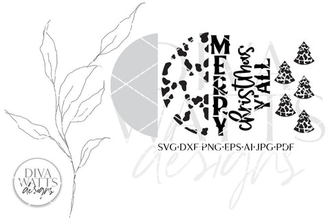 Merry Christmas Y'all SVG | Winter Round Door Hanger Design SVG Diva Watts Designs 