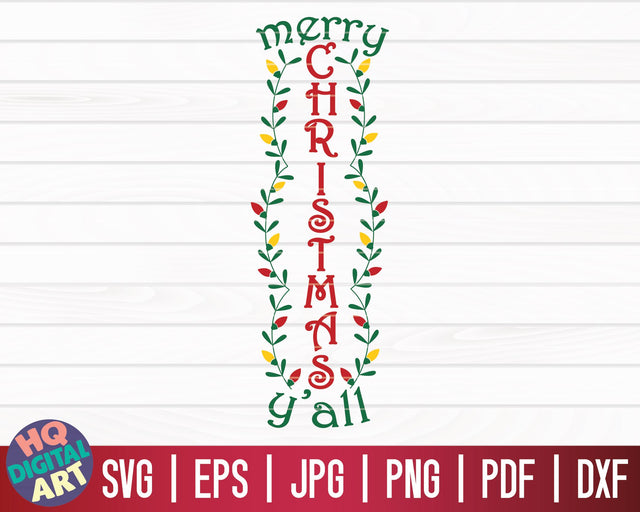 Merry Christmas Y'all SVG | Winter/Christmas Vertical Porch Sign SVG SVG HQDigitalArt 