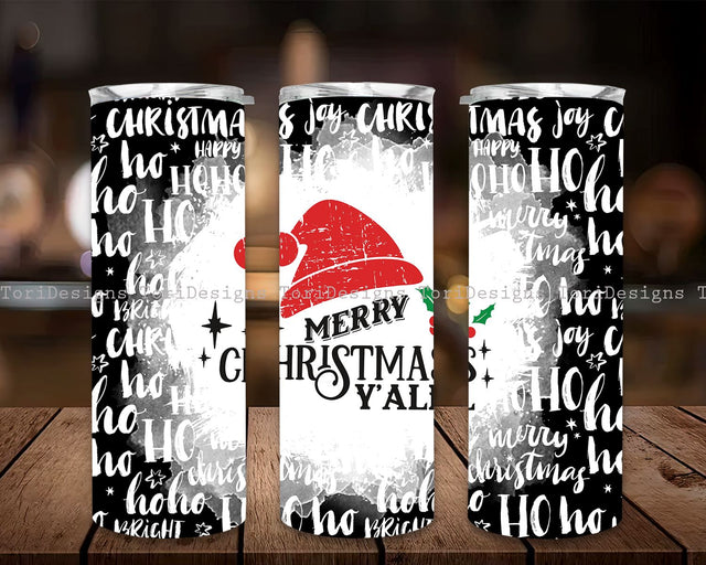 Merry Christmas Y'All Tumbler Sublimation PNG Wrap, Xmas Tumbler PNG Sublimation ToriDesigns 