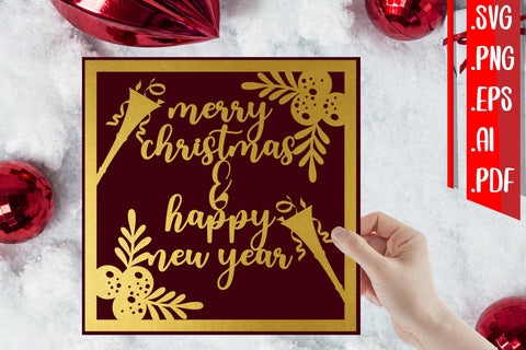 Merry Christmas&Happy New Year Cards BUNDLE svg eps ai png pdf SVG zafrans studio 