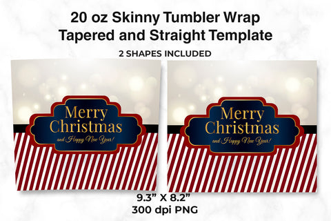 Merry Christmass Elegant Sublimation Design Skinny Tumbler Wrap 20 oz Sublimation Sublimatiz Designs 