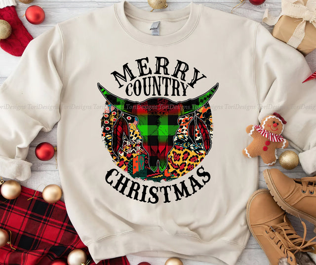 Merry Country Christmas Png Sublimation Design Sublimation ToriDesigns 