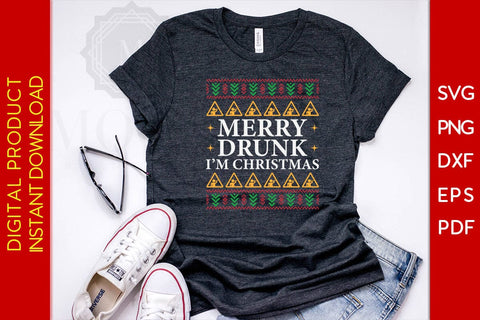 Merry Drunk I'm Christmas Christmas Ugly Sweater Design SVG PNG EPS Cut File SVG Creativedesigntee 