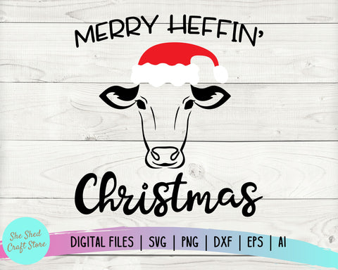 Merry Effin' Christmas SVG, Heifer SVG, Holiday SVG, Cow Svg SVG She Shed Craft Store 