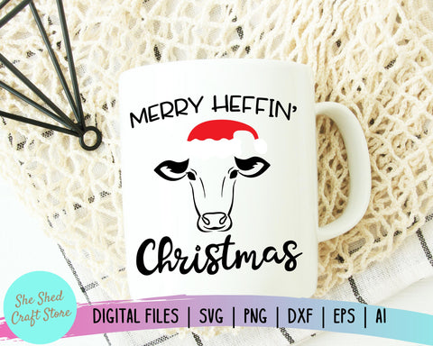 Merry Effin' Christmas SVG, Heifer SVG, Holiday SVG, Cow Svg SVG She Shed Craft Store 