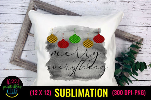 Merry Everything Christmas Plaid Sublimation - Christmas Sublimation Happy Printables Club 