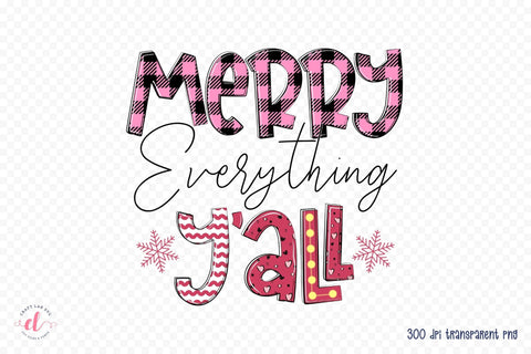 Merry Everything Y'all | Pink Christmas Sublimation Sublimation CraftLabSVG 