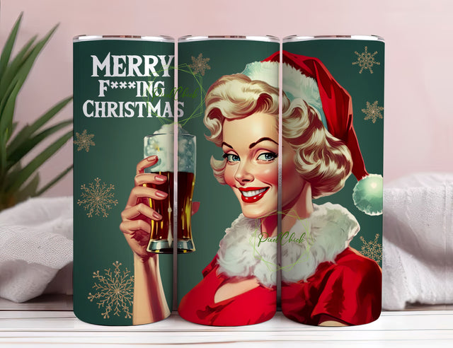Merry F-ing Christmas Tumbler Sublimation Designs, 20oz Skinny Tumbler Bundle Wrap, Cartoon Tumbler PNG Bundle Digital Sublimation PixelChick 