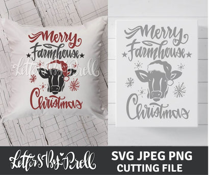 Merry Farmhouse Christmas - Cow SVG Letters By Prell 