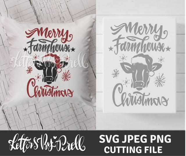Merry Farmhouse Christmas - Cow SVG Letters By Prell 