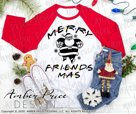 Merry Friendsmas SVG | Friend's Christmas SVG PNG DXF | holiday SVGs by Amber Price SVG Amber Price Design 