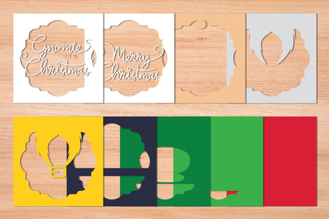 Merry Gnomie Christmas- 3D Layered Paper Cut SVG SVG Slim Studio 