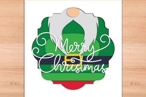 Merry Gnomie Christmas- 3D Layered Paper Cut SVG SVG Slim Studio 