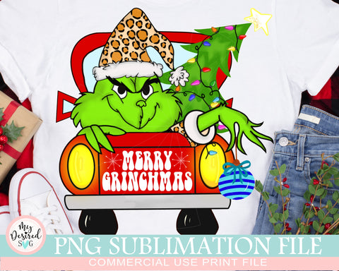 Merry Grinchmas PNG DTG printing PNG file for sublimation printing, Grinch Sublimation prints, Merry Christmas clipart, digital downloads Sublimation MyDesiredSVG 