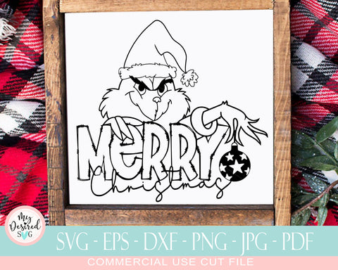 Merry Grinchmas SVG Cutting file, Grinch Christmas SVG, Merry Christmas Svg, happy holidays Svg, Grinch face, digital downloads SVG MyDesiredSVG 