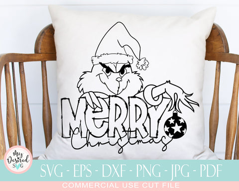 Merry Grinchmas SVG Cutting file, Grinch Christmas SVG, Merry Christmas Svg, happy holidays Svg, Grinch face, digital downloads SVG MyDesiredSVG 