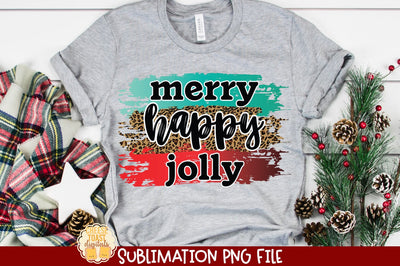 Merry Happy Jolly | Leopard Christmas Sublimation PNG Sublimation Cheese Toast Digitals 