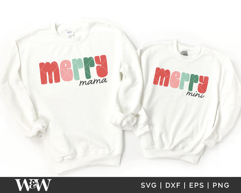 Merry Mama + Merry Mini SVG | Christmas Mommy and Me SVG SVG Wood And Walt 