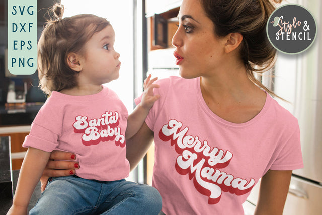 Merry Mama SVG - Christmas Shirt PNG SVG Style and Stencil 