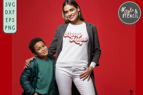 Merry Mama SVG - Christmas Shirt PNG SVG Style and Stencil 