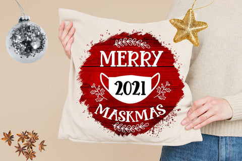 Merry Maskmas Ornament Sublimation- Pandemic Ornament 2021 Sublimation Happy Printables Club 