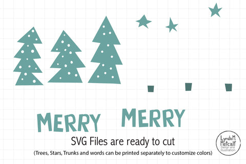 Merry Merry Christmas Trees SVG Ready Cut File SVG Lynda M Metcalf 