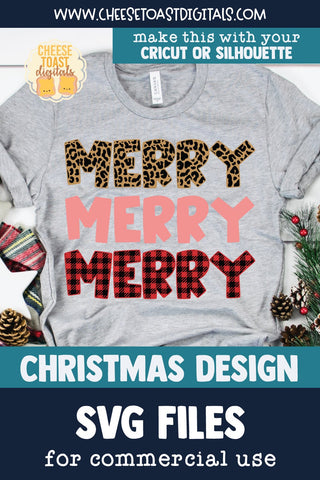 Merry Merry Merry | Buffalo Plaid & Leopard Print Christmas SVG SVG Cheese Toast Digitals 