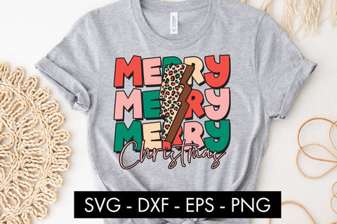 Merry Merry Merry Christmas Lightning Bolt SVG Cut file SVG Freeling Design House 