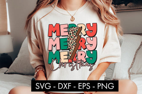 Merry Merry Merry Christmas Lightning Bolt SVG Cut file SVG Freeling Design House 
