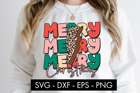 Merry Merry Merry Christmas Lightning Bolt SVG Cut file SVG Freeling Design House 