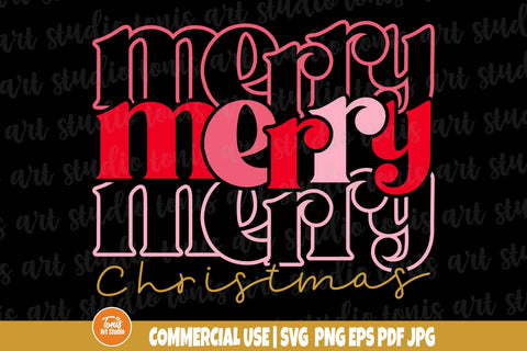 Merry Merry Merry Christmas SVG - Boho Christmas Svg - Vintage Holidays Svg - Retro Christmas Svg SVG TonisArtStudio 