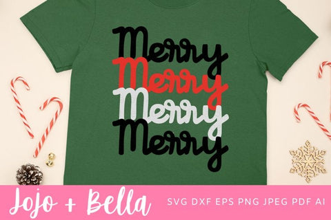 Merry Merry Merry Svg, Christmas Svg, Shirt Svg, Christmas Gift png, Christmas Sign DXF, Christmas Svgs, Christmas Shirt PNG SVG Jojo&Bella 