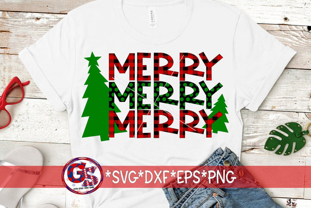 Merry Merry Merry SVG DXF EPS PNG-Christmas SVG SVG Greedy Stitches 