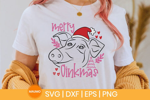 Merry oinkmas, Funny pig christmas svg quote SVG Maumo Designs 