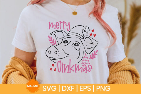 Merry oinkmas, Funny pig christmas svg quote SVG Maumo Designs 