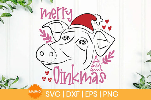 Merry oinkmas, Funny pig christmas svg quote SVG Maumo Designs 