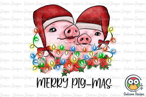 Merry Pig Mas Funny Christmas PNG Sublimation Sublimation Owlsome.Designs 
