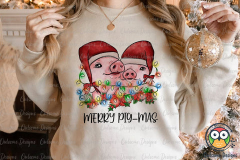 Merry Pig Mas Funny Christmas PNG Sublimation Sublimation Owlsome.Designs 