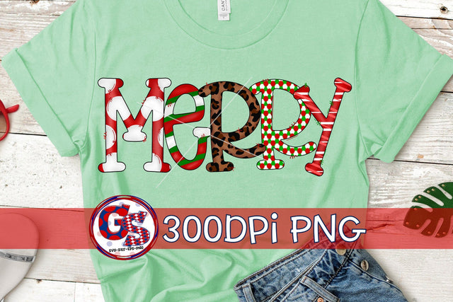 Merry PNG for Sublimation-Christmas PNG Sublimation Greedy Stitches 